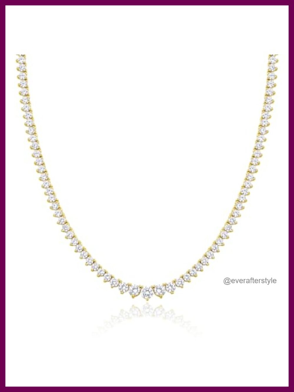 18K Gold Plated 3mm Cubic Zirconia Tennis Necklace 3-Prong 16"